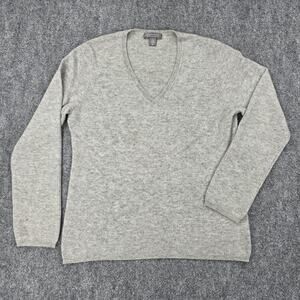 Charter Club Sweater Womens Large Gray 100% Cashmere V Neck Soft Knit Pullover